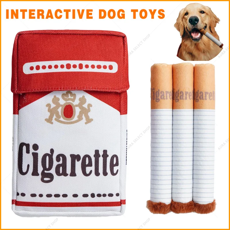 Creative Cigarette Interactive Giggles Dog Toys Funny Plush Chewing Toy with Squeaking Sound Chewing and Grinding Toy Pet Gifts