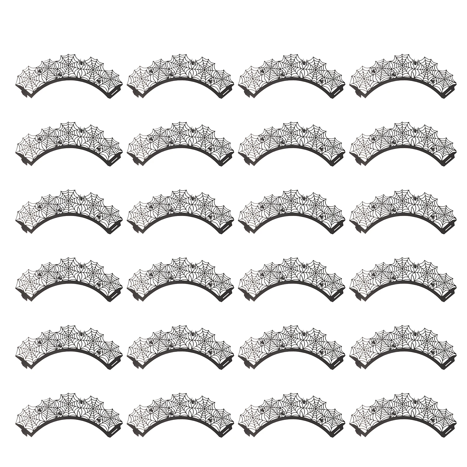 

24pcs Spider Web Edge Cake Wrap For Halloween Cupcake Decoration Baking Wraps Hollow-Out Wrapper Disposable Cake Ornament