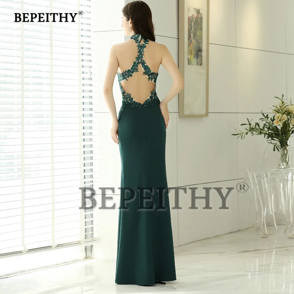 BEPEITHY Customized Sexy Cross Backless Mermaid Prom Dress 2023 Halter Neck Cocktail Dresses Luxury Vestidos De Ocasión Formales