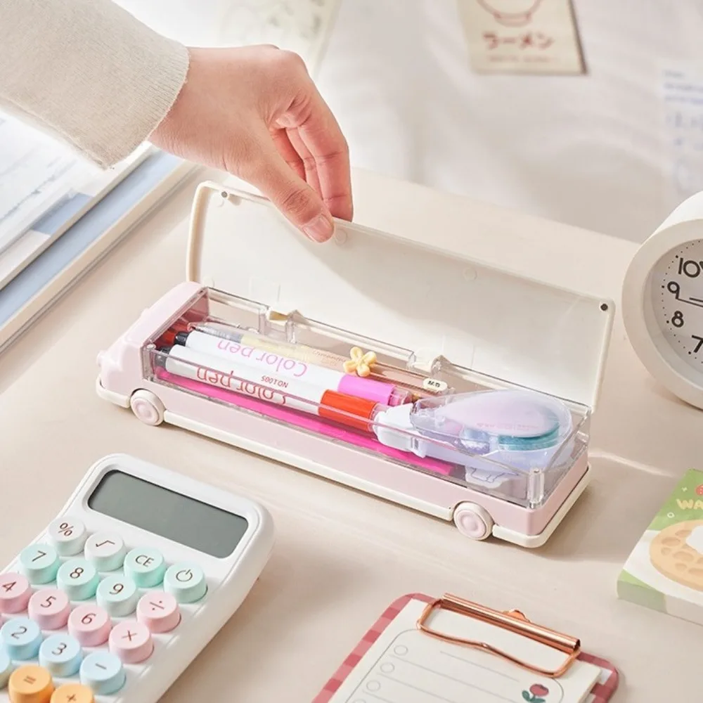 Multi-function Car Pencil Case Large-capacity Double Layer Pencil Pouch Plastic Cartoon Hard Marker Storage Bag Kindergarten