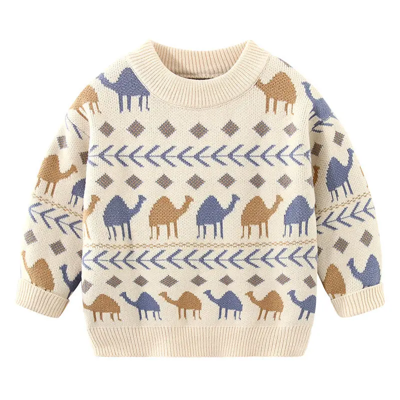 

Sweater Long Sleeves Boys Grils Children Winter Casual Cartoon Wool Sweater Baby Warm Top Crew-neck Sweater Fashionable