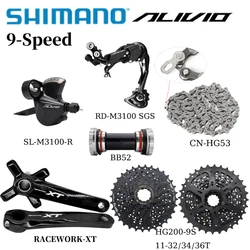 SHIMANO ALIVIO 9-Speed M3100 Bicycle Transmission Kit CN-HG53 Ultra Narrow Chain-BB52 HG200-11/32/34/36T Flywheel MTB Bike Parts