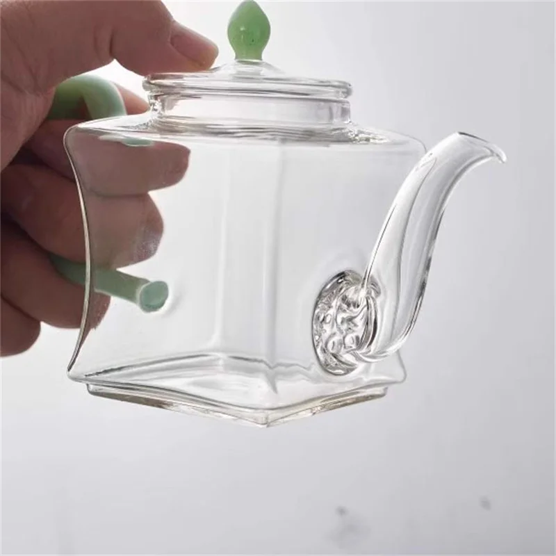 Imagem -03 - Bule de Vidro Quadrado com Alça Resistente ao Calor Chá Kung fu Vaso de Chá Teaware Fervente Pequena Capacidade 250ml