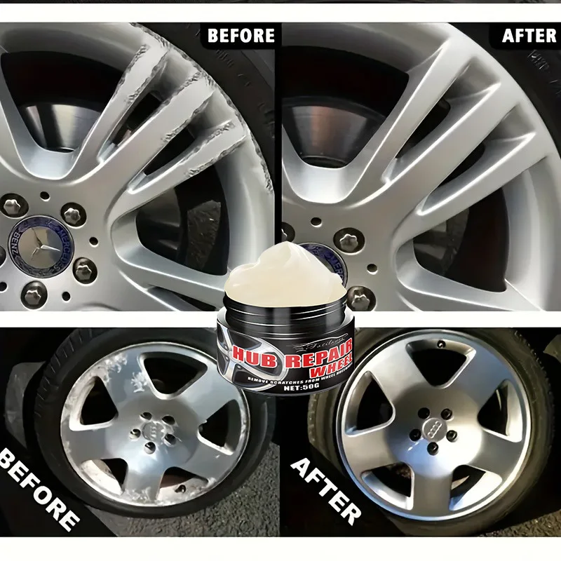 Creme reparador universal avançado do cubo da roda - remove arranhões e desbotar em rodas de alumínio e cromo, removedor de oxidação, ideal