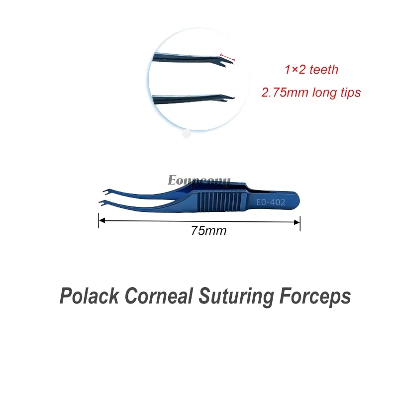 คีมจับไหมผ่าตัดไทเทเนียมขนาด 85 มม. แบบมีฟัน ยี่ห้อโคลิบีรี คีมจับไหมผ่าตัดช่องตาแบบมีฟัน  เครื่องมือผ่าตัดตา