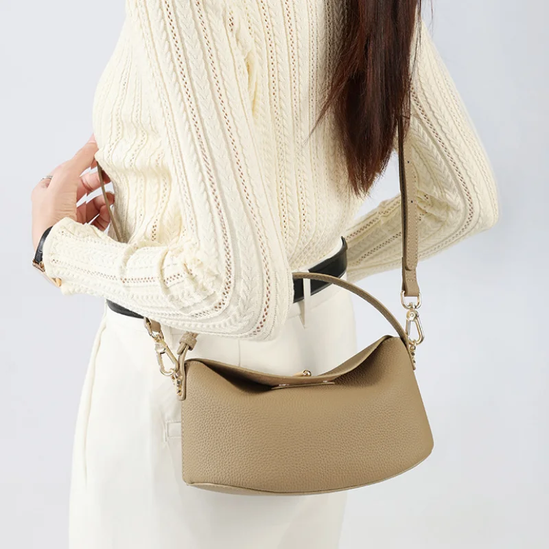 Women's Genuine Grade Leather Handbag High Quality Fashion Soft Cowhide Leather Ladies Shoulder Crossbody Bag Female Box Bag New