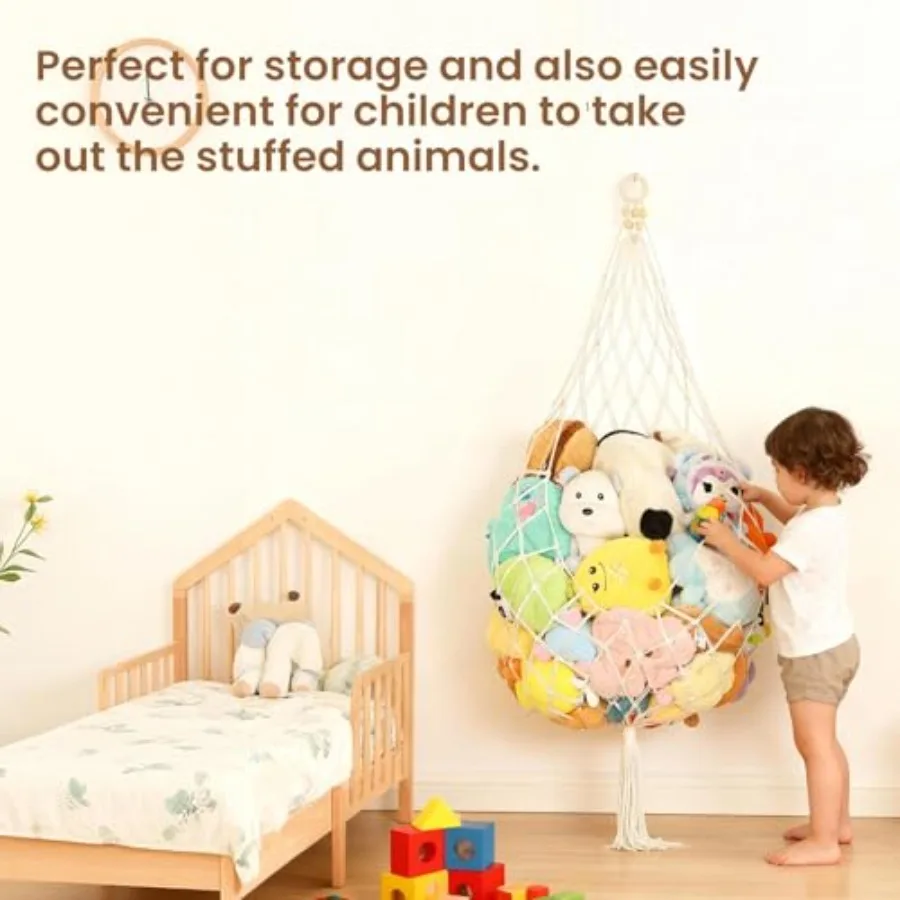 Stuffed Animal Storage Hammock Plushie Net 60-inch Stuffed Animal Net Corner for'Wall Room Decor Hanging Toy Storage Plushie Ne - view 2