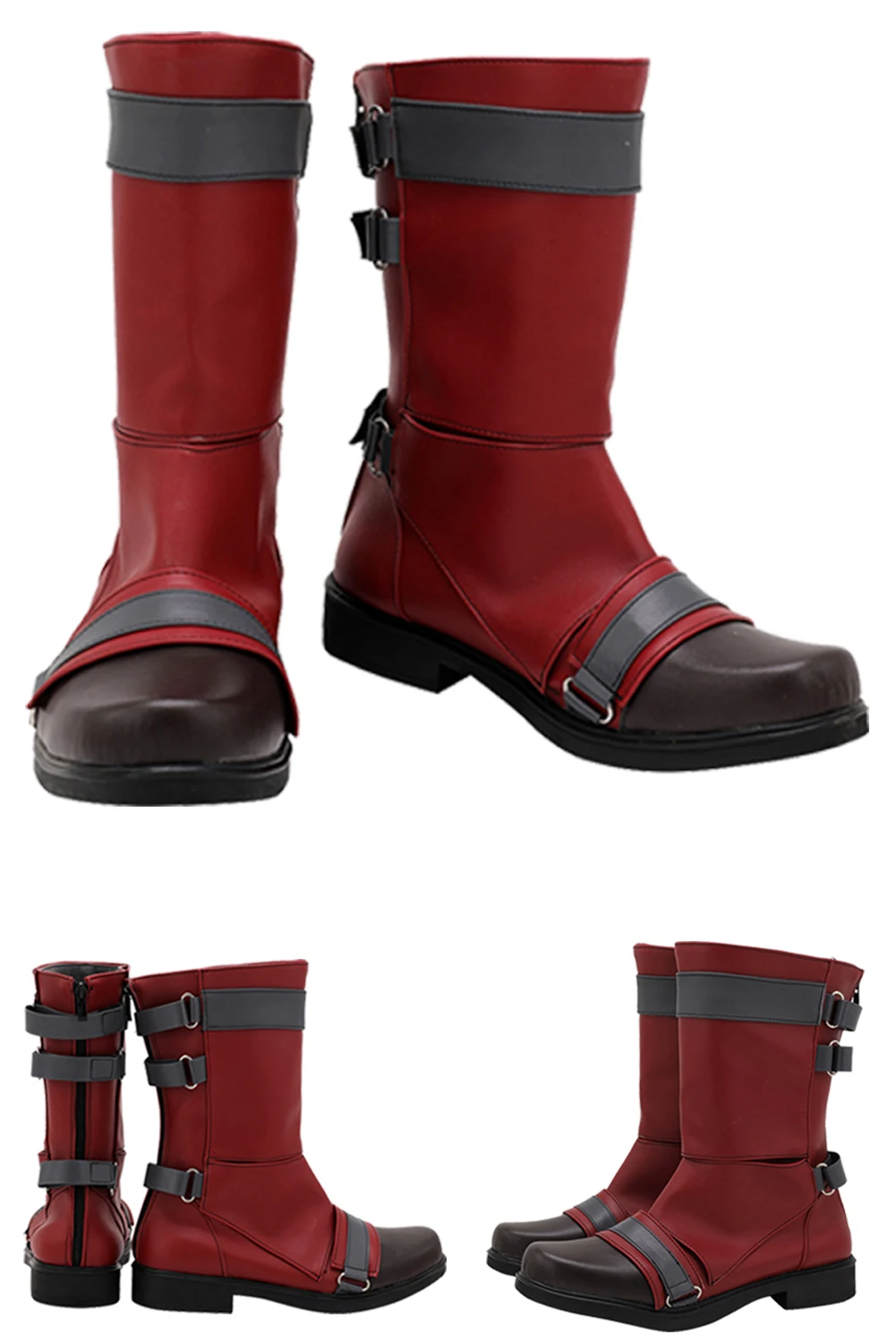 Zapatos de Cosplay de soldado para hombre, botas cortas Rojas, accesorios de disfraces de Halloween, 2019