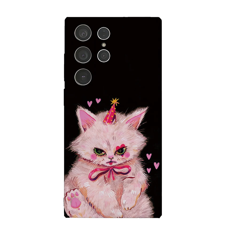 CLOWN KITTY Glänzende HD-Hardcover-Handyhülle für Samsung Galaxy S25 S24 S23 Ultra plus A35 A55 - Transparente TPU-Folienhülle