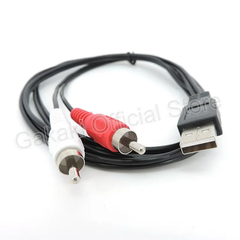 1.5M drut USB 2.0 samca do 2 Rca samca wtyczka AV adapter złącza kabel zasilający PC TV Adapter audio-wideo AUX