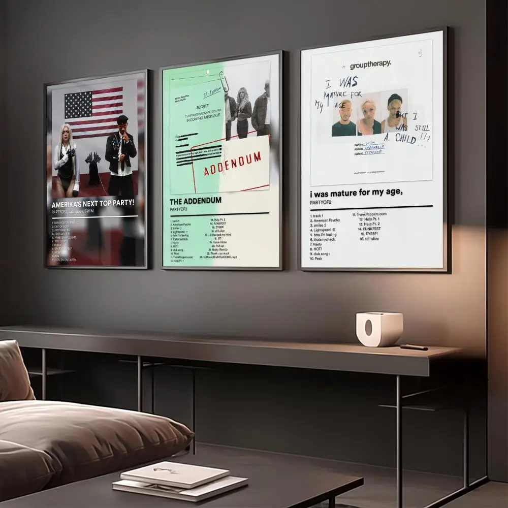 Alternative Hip Hop P-PARTYOF2 Poster Modern Minimalist Wall Art Prints Poster Home Decor Interior Bedroom Living Room