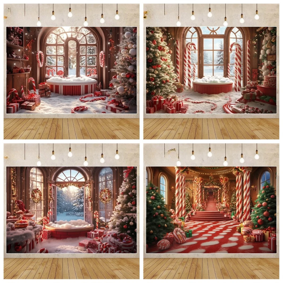

winter photography backgrounds christmas windowscape wreath holiday party family kids photo backgrounds studio props