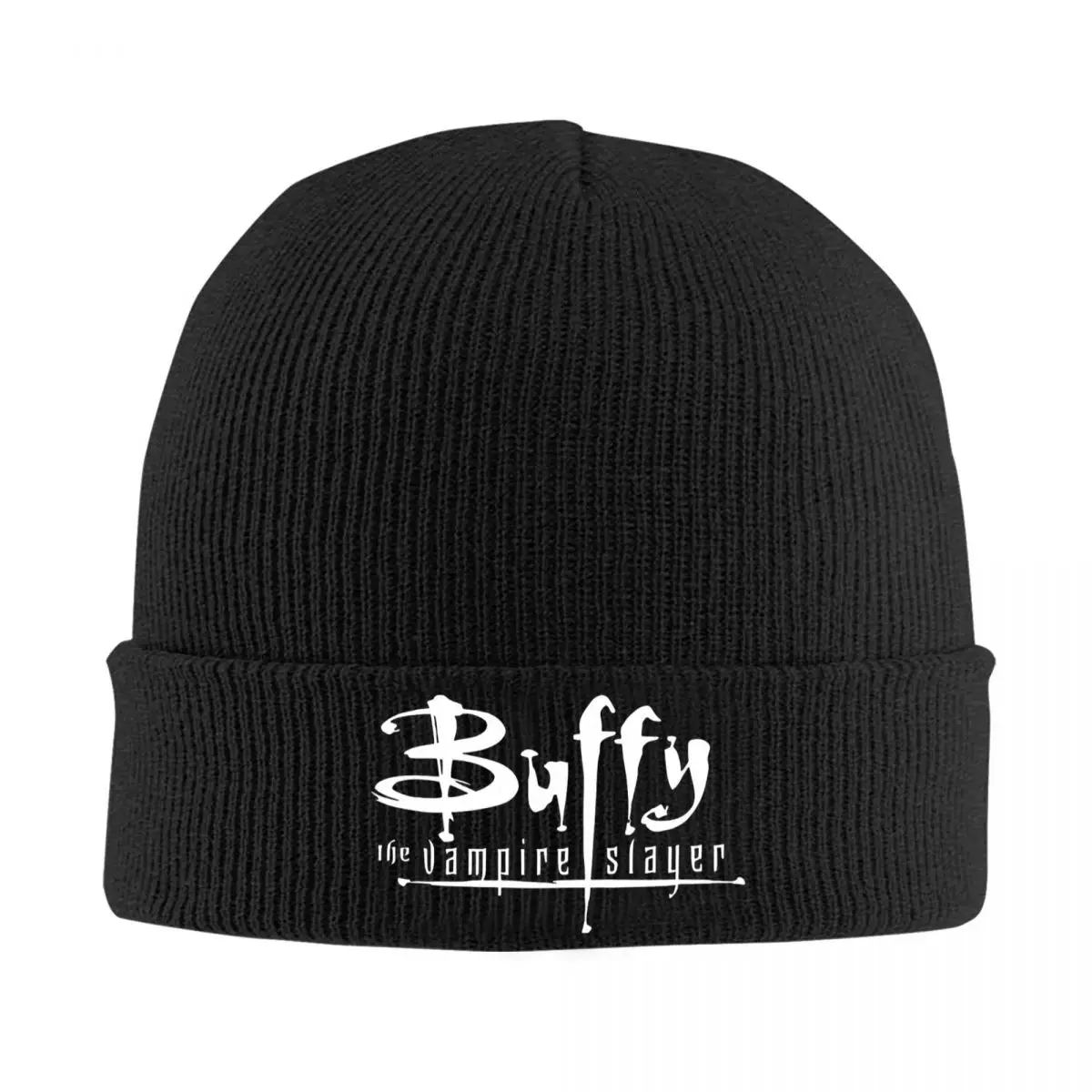 Buffy The Vampire Slayer White Logo Beanie Hats American Television Caps Men Women Knit Hat Autumn Winter Warm Soft Beanie Hat