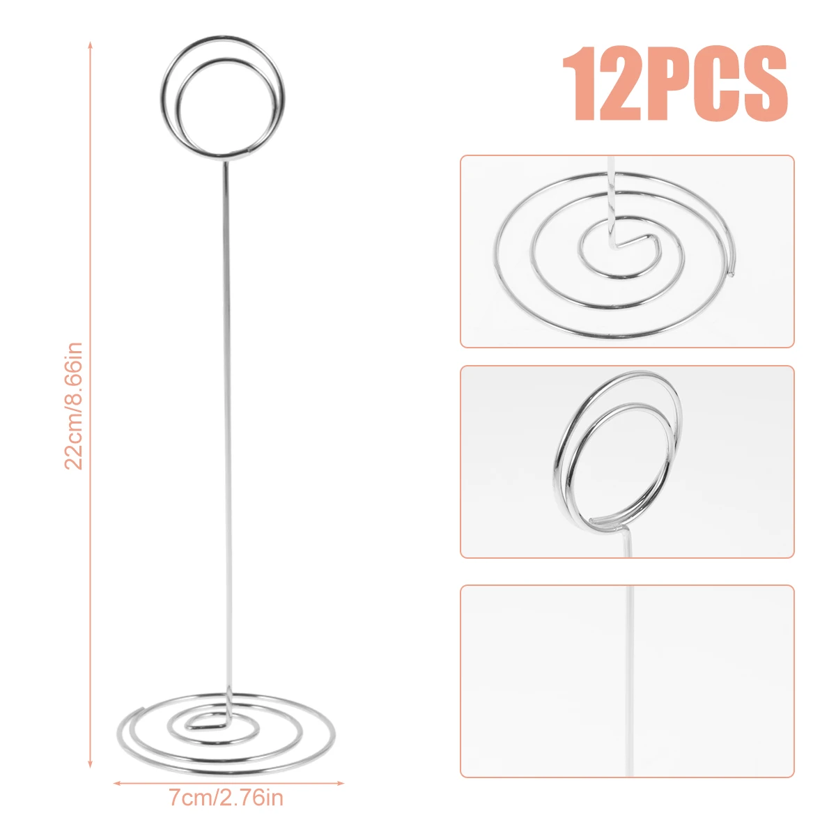 12Pcs Metal Place Card Holders Photo Clip Stands Wedding Table Number Name Sign Stand Holder for Wedding Birthday Party Supplies