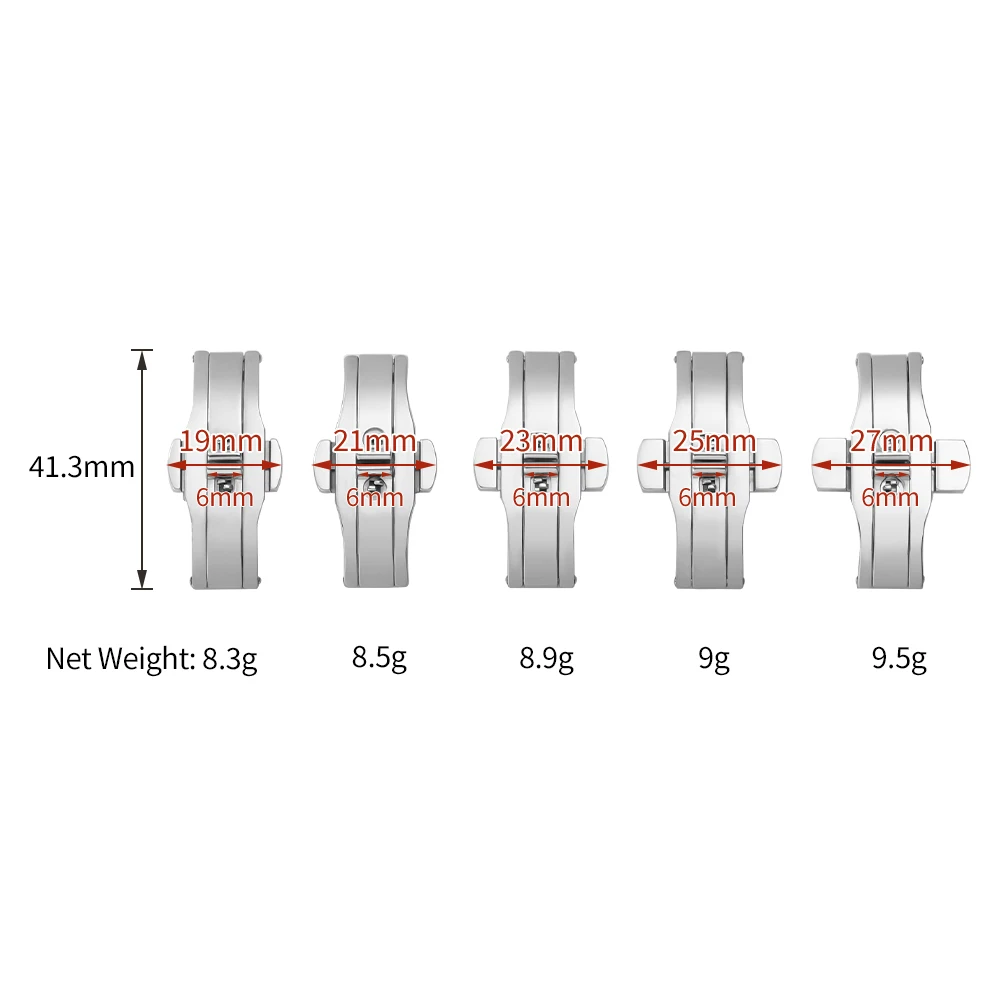Watch Accessories Double Push Automatic Butterfly Watchband Buckle Steel Folding Clasp Metal Universal Strap Button 4mm 5mm 6mm view 6