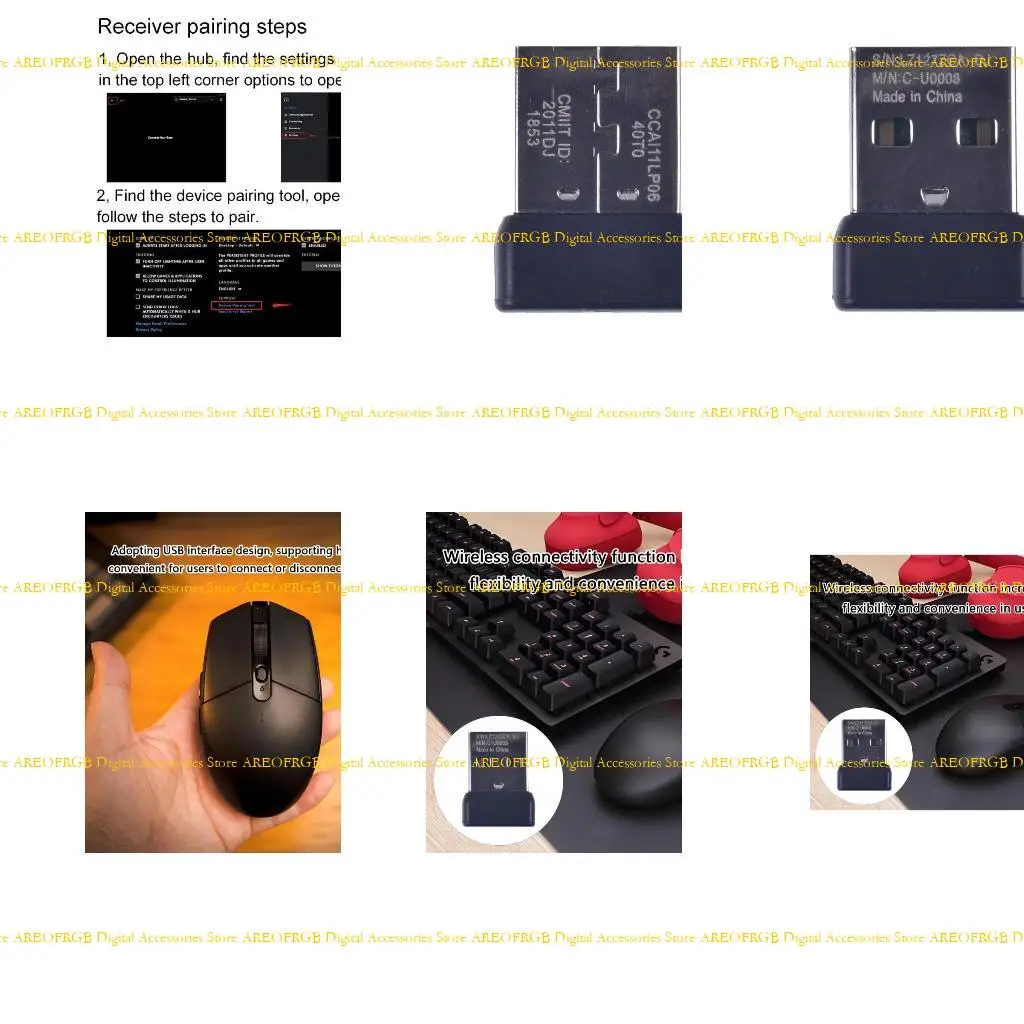 

E21E Wireless USB Dongle Mouse Receiver Adapter for G304 G305 Mouse Wireless Adapter High Performances and Easy Plugs In