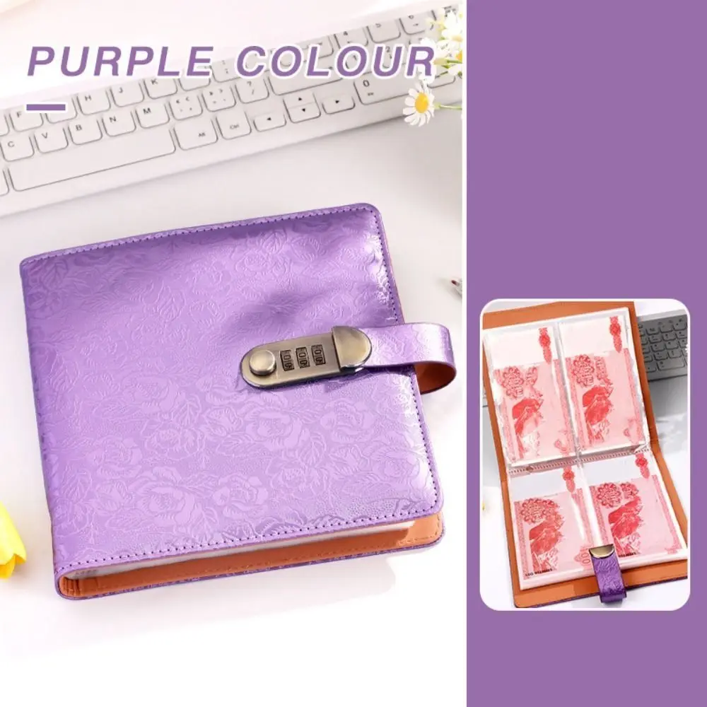 Emboss Flower Envelop Savings Challenges Book PU Leather Savings Handbook Saving Money Binder Cash Envelopes Refillable