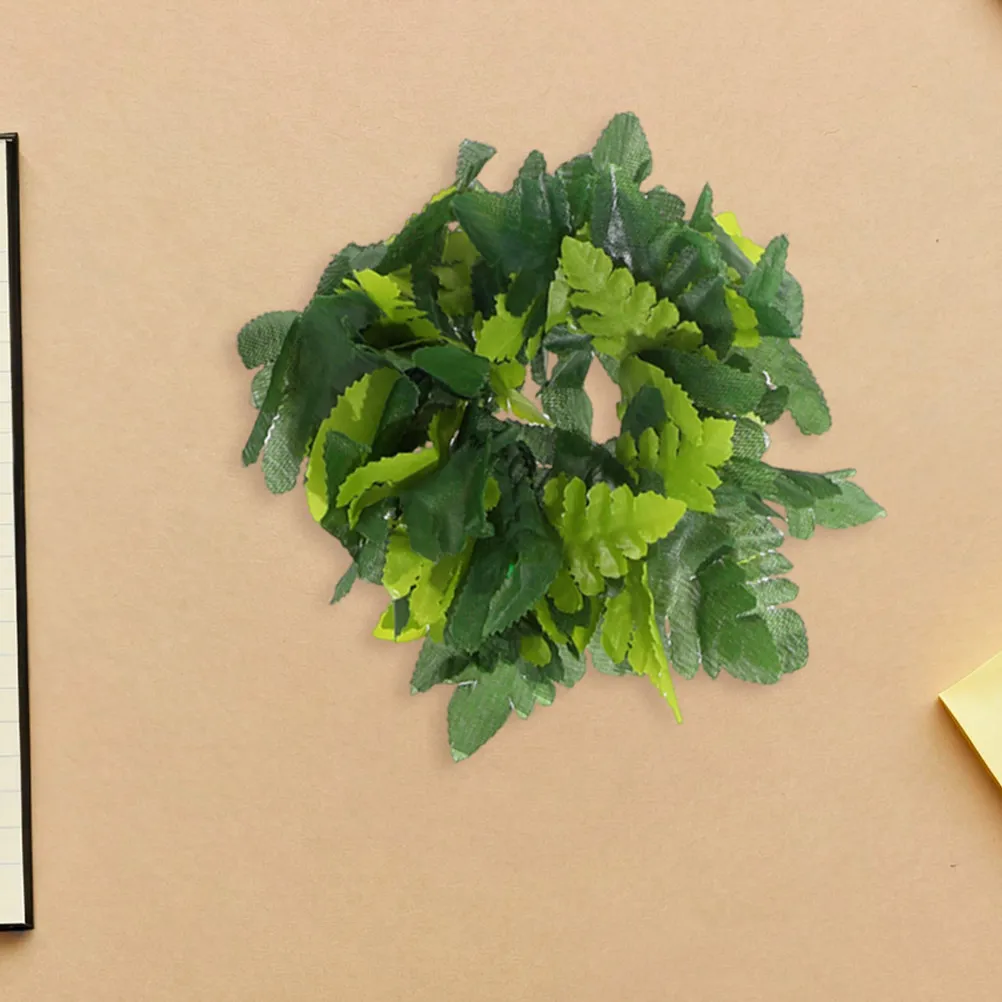 2Sets Hawaiian Artificial Green Leaf Garland Realistic Fabric Headband Necklace Bracelet for Tropical Luau Beach Pool Dance view 3
