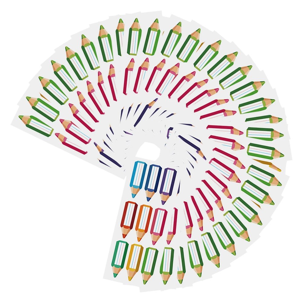 

30 Sheets Kids Name Labels Stickers Blank Name Tags With Pencils Shape School Classroom Adhesive Labels Tags Coated Paper Labels