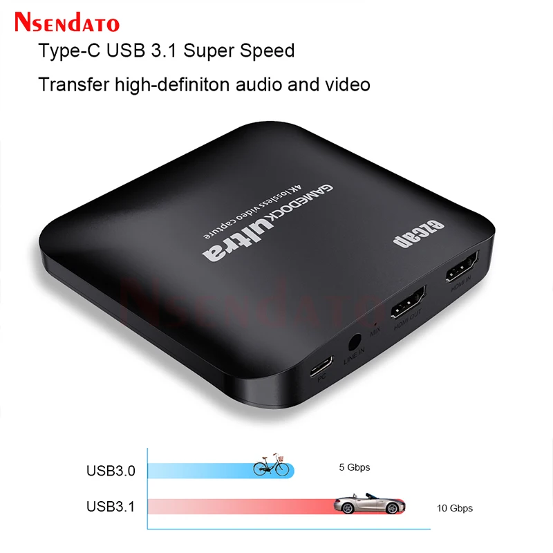 Ezcap326c-usb-cビデオキャプチャカード、4k、30fps、hdr、hdmiからusb 3.1 type c、ライブストリーミング用、ps4