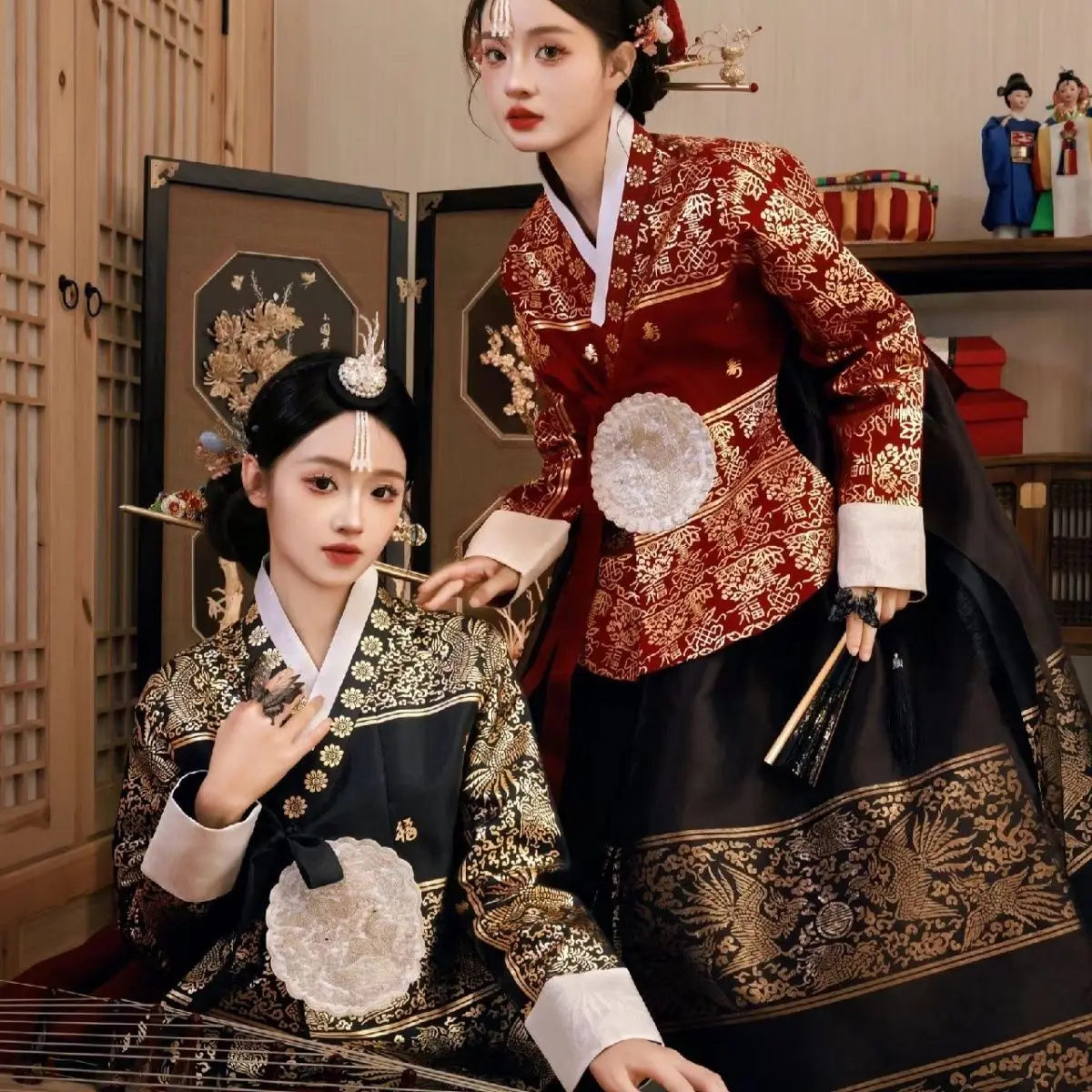 

Korean women Princess Palace Hanbok Costume Set Ethnic Wedding Hanbok Korean Traditional luxury hanbok dress