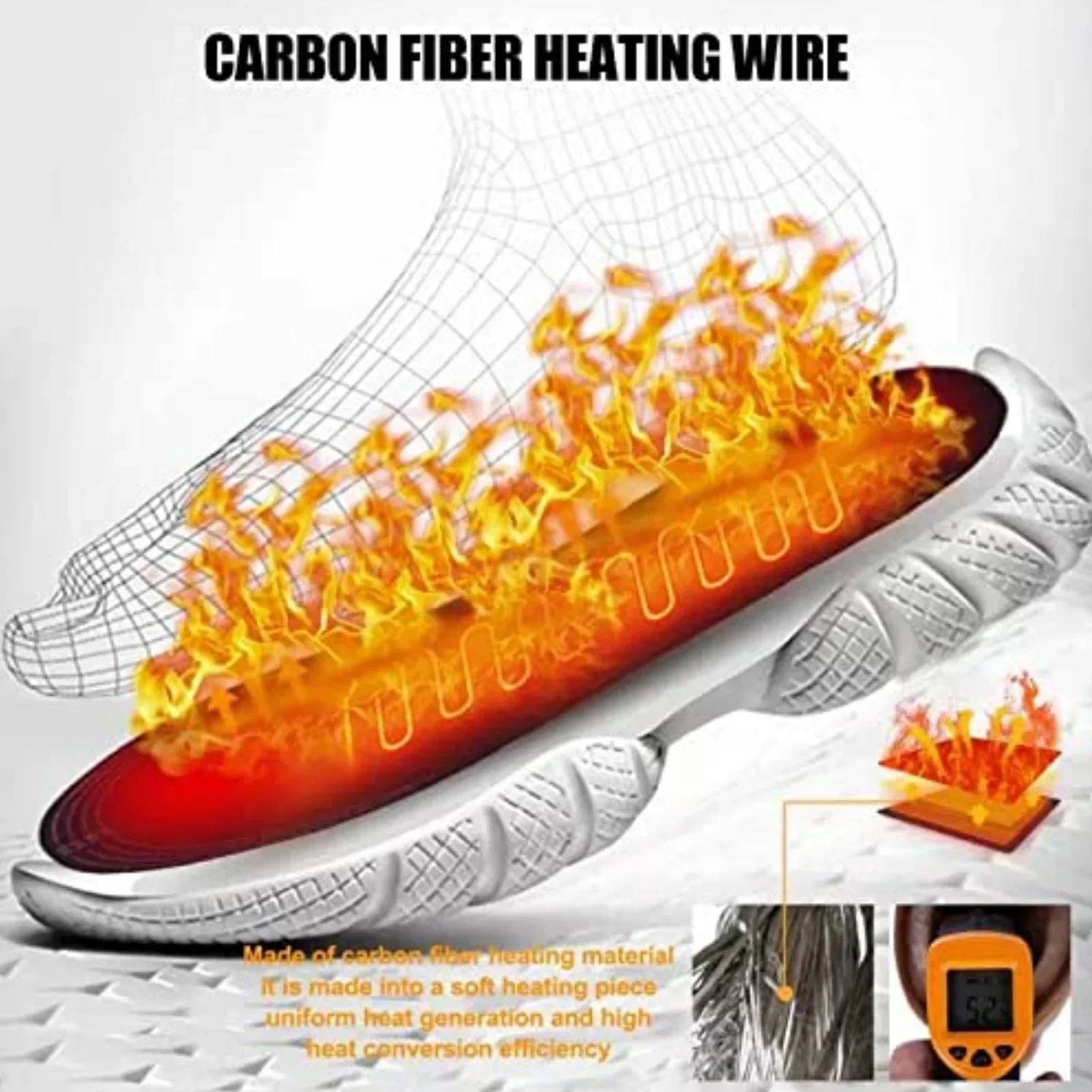 USB-beheizte Einlegesohlen, elektrische Fußwärmematte, Fußwärmer, Socken-Einlegematten, Winter-Sport-Einlegesohlen, Winterwärmer – Detail 3