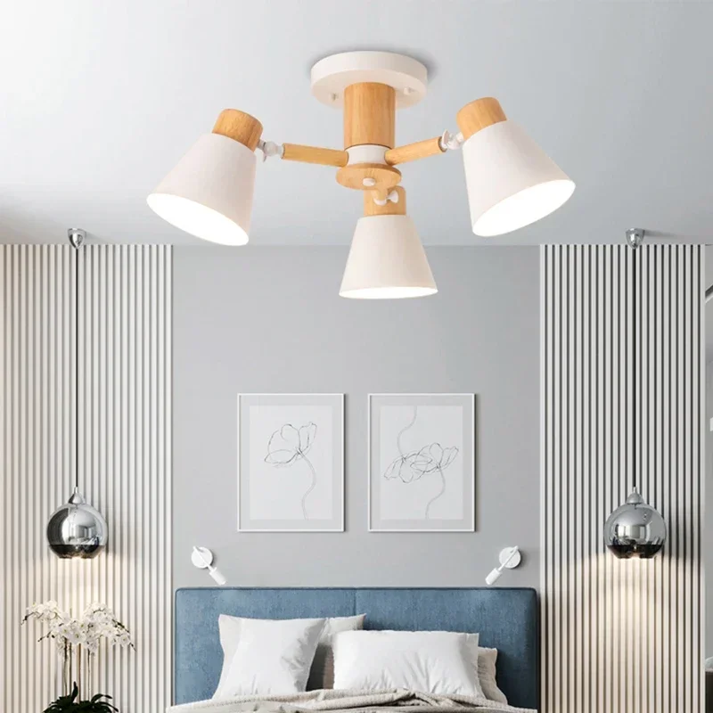 Imagem -03 - Nordic Wood Chandelier For Home Decoration Luz de Teto Lustre Moderno Sala de Estar Quarto Restaurante Hotel E27lighting