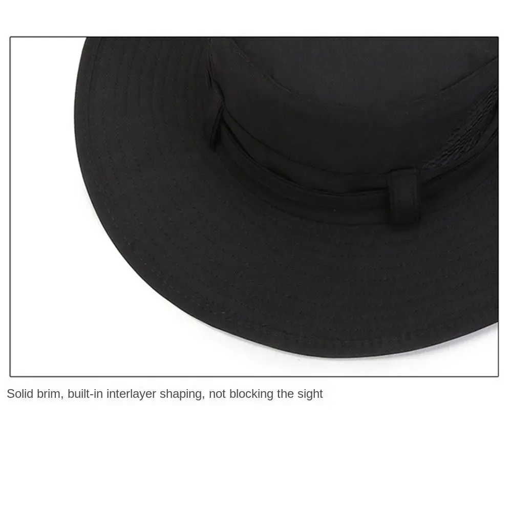 Summer Men Bucket Hat Outdoor UV Protection Wide Brim Panama Safari Hunting Hiking Hat Sun Hats Mesh Beach Cap Fishing Hat