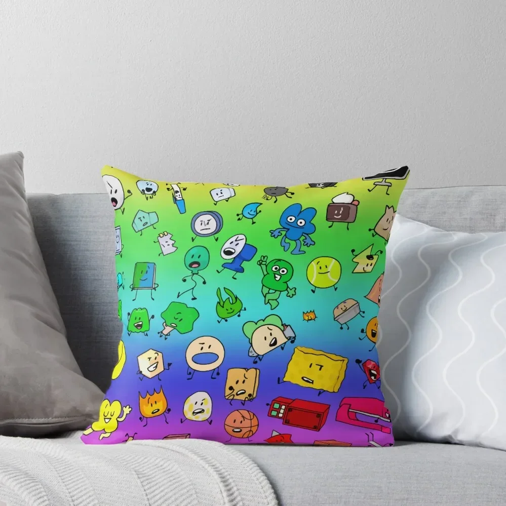 

BFDI All Characters (Rainbow) Throw Pillow anime girl sleeping pillows Pillow Covers Decorative pillow