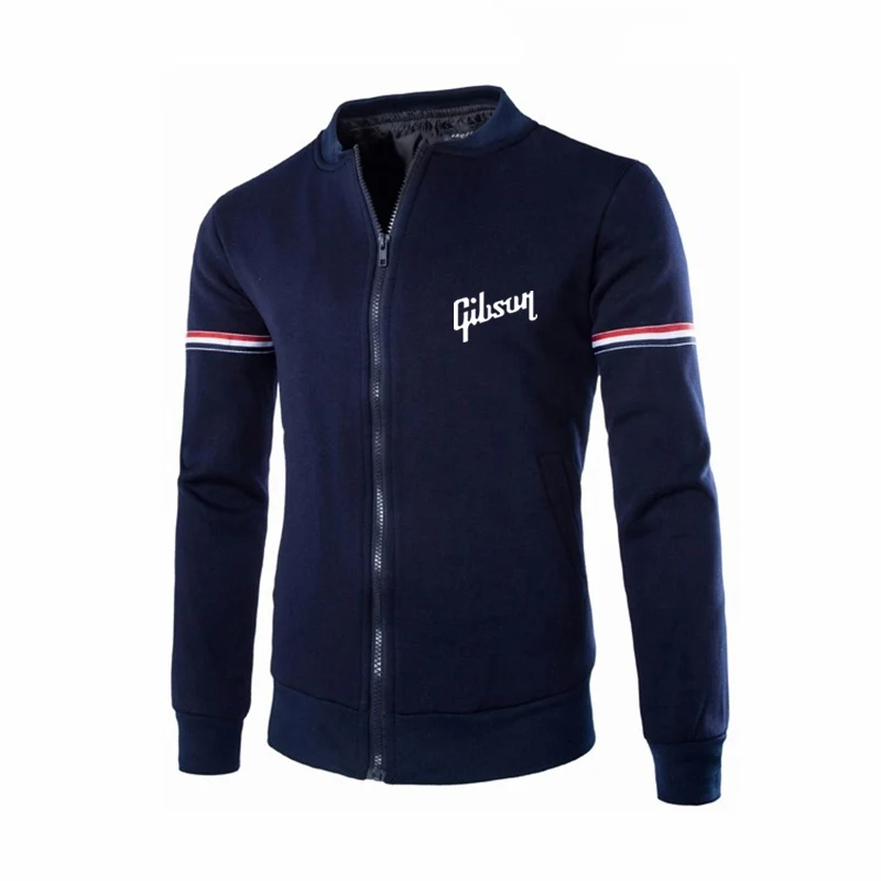 Gibson Printing-Chaqueta voladora para hombre, chaqueta informal de manga larga con cremallera, elegante, acolchada de algodón a prueba de viento, otoño e invierno, novedad de 2024