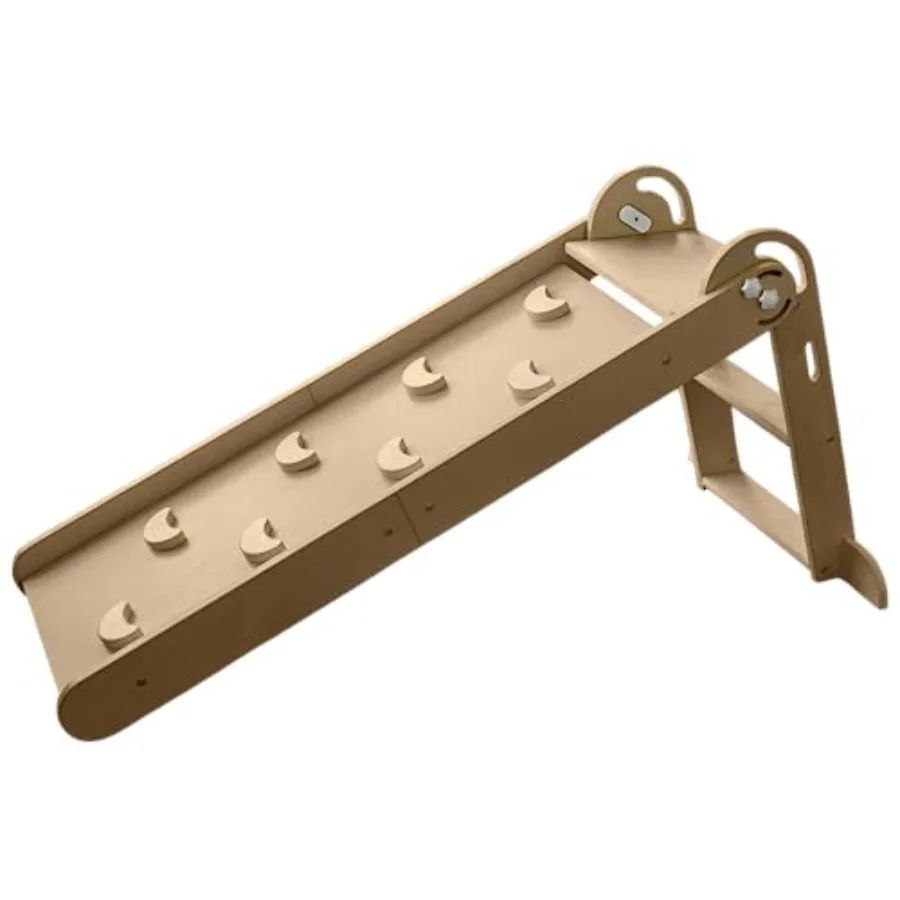 

Деревянный складной комплекс 2-в-1 для малышей: горка и лазалка, двусторонний, для использования в помещении, с гладкой поверхностью и боковой стенкой с защитными решетками