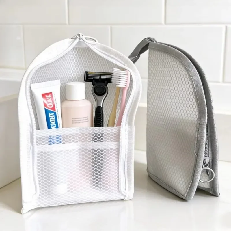 EVA Mesh Cosmetic Bag Travel Stand Storage Makeup Bag Organizer Female Make Up Pouch Portable Toiletry Beauty Case