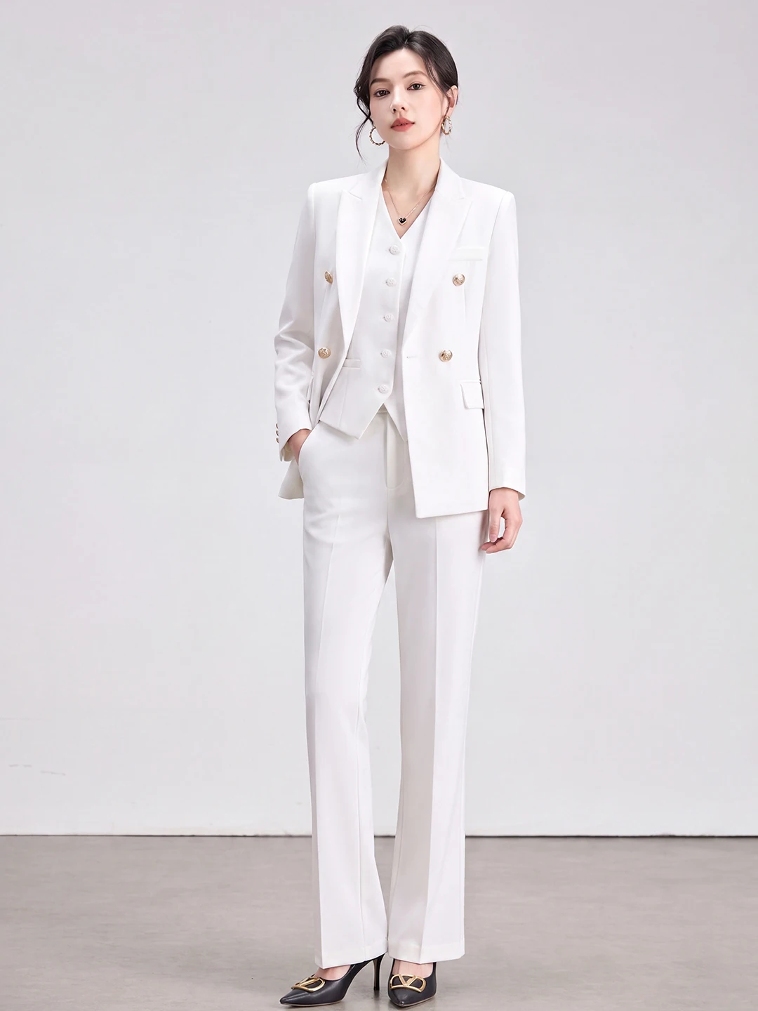 Women's Fashionable Long Sleeve Suit Jacket on Air Ready Professional Career Women's Outfit Polyester Fiber Commute Style