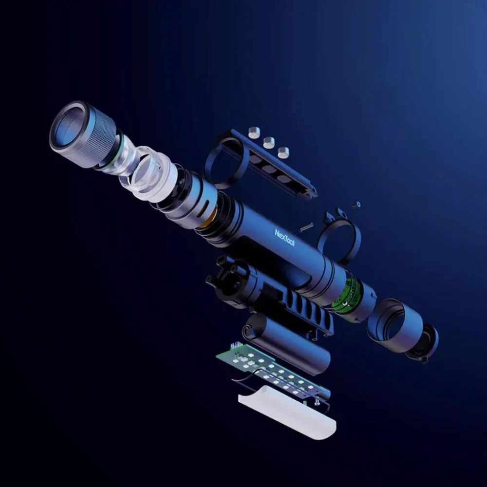 NexTool ไฟฉายสัญญาณเตือนภัยแบบซูมได้, 1000lm 6-in-1ชาร์จไฟได้พกพาได้ USB-C สมาร์ทโฮมแม่เหล็กแบตสำรองตั้งแคมป์