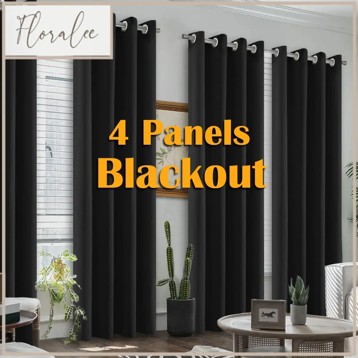 4PCS Blackout Curtains, Heat-Insulated Grommet Curtains For Bedroom Darkening, Noise Reduction Curtains For Living Room