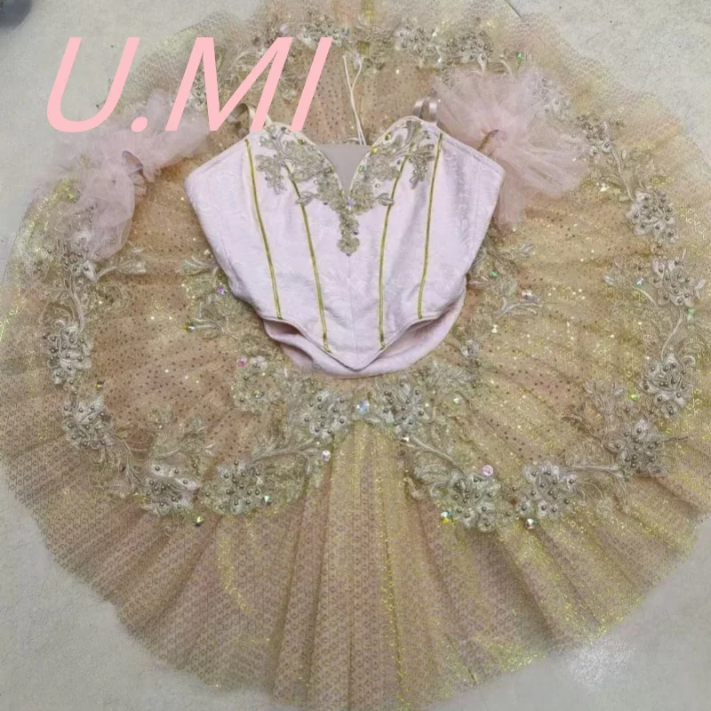 Yellow and pink competition dress Ballet tutu plate dress Variations Children adult