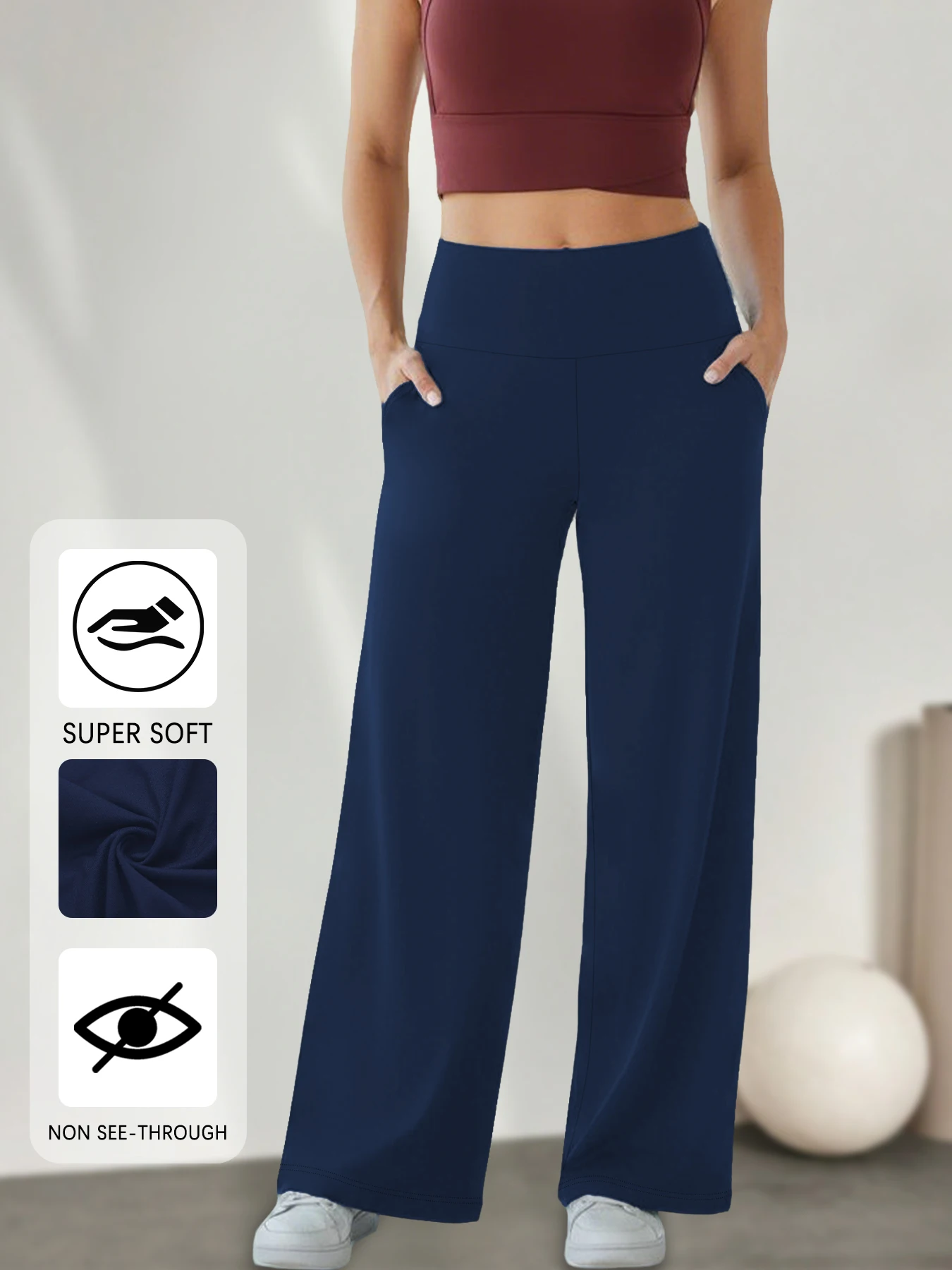 Calças de Moletom Femininas de Perna Larga com Bolsos, Super Macias e de Caimento Solto, Calças Esportivas