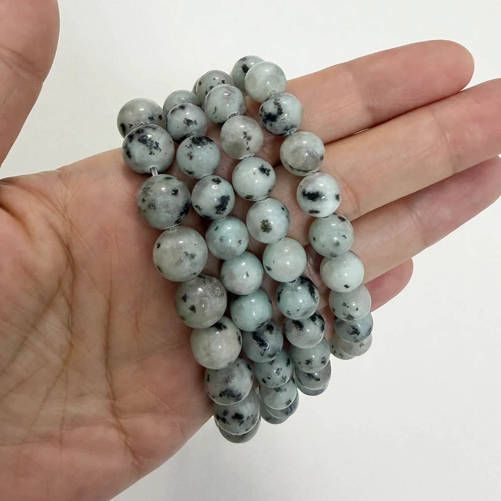 Natural Sesame Stone Kiwi Jasper Round Loose Beads 4 6 8 10 12MM Pick Size for Jewelry Making