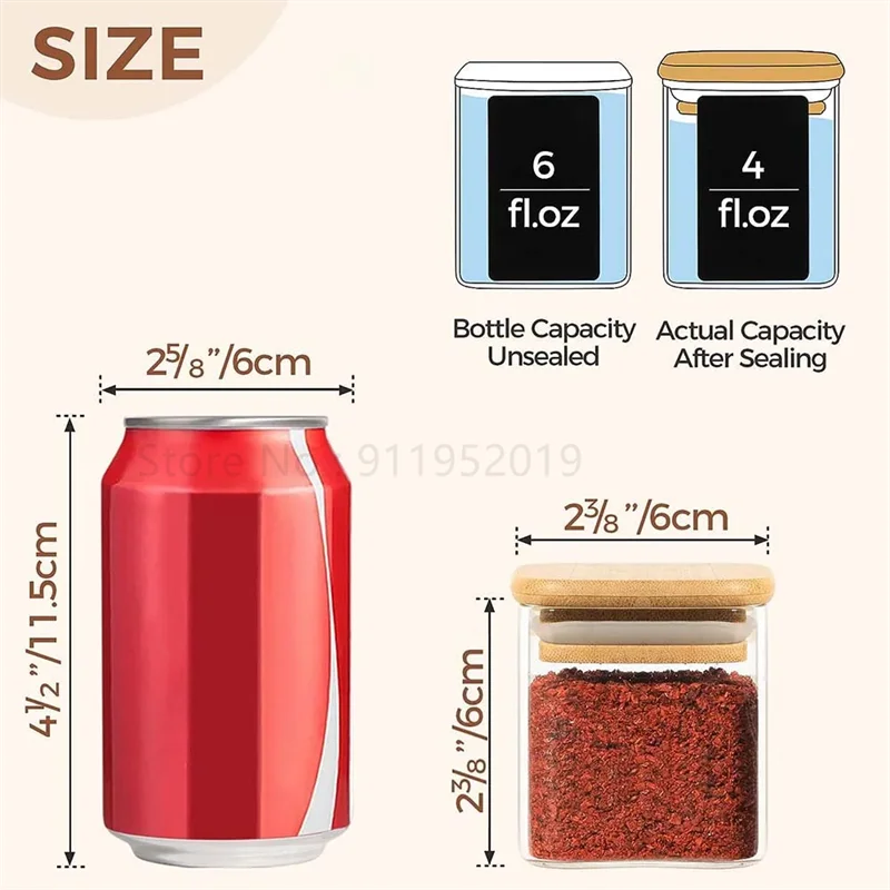 6/12Pcs 4oz Glass Spice Jars with Bamboo Lid Spice Seasoning Containers Spice Pot Salt Pepper Shakers Spice Organizer Kitchen Sp