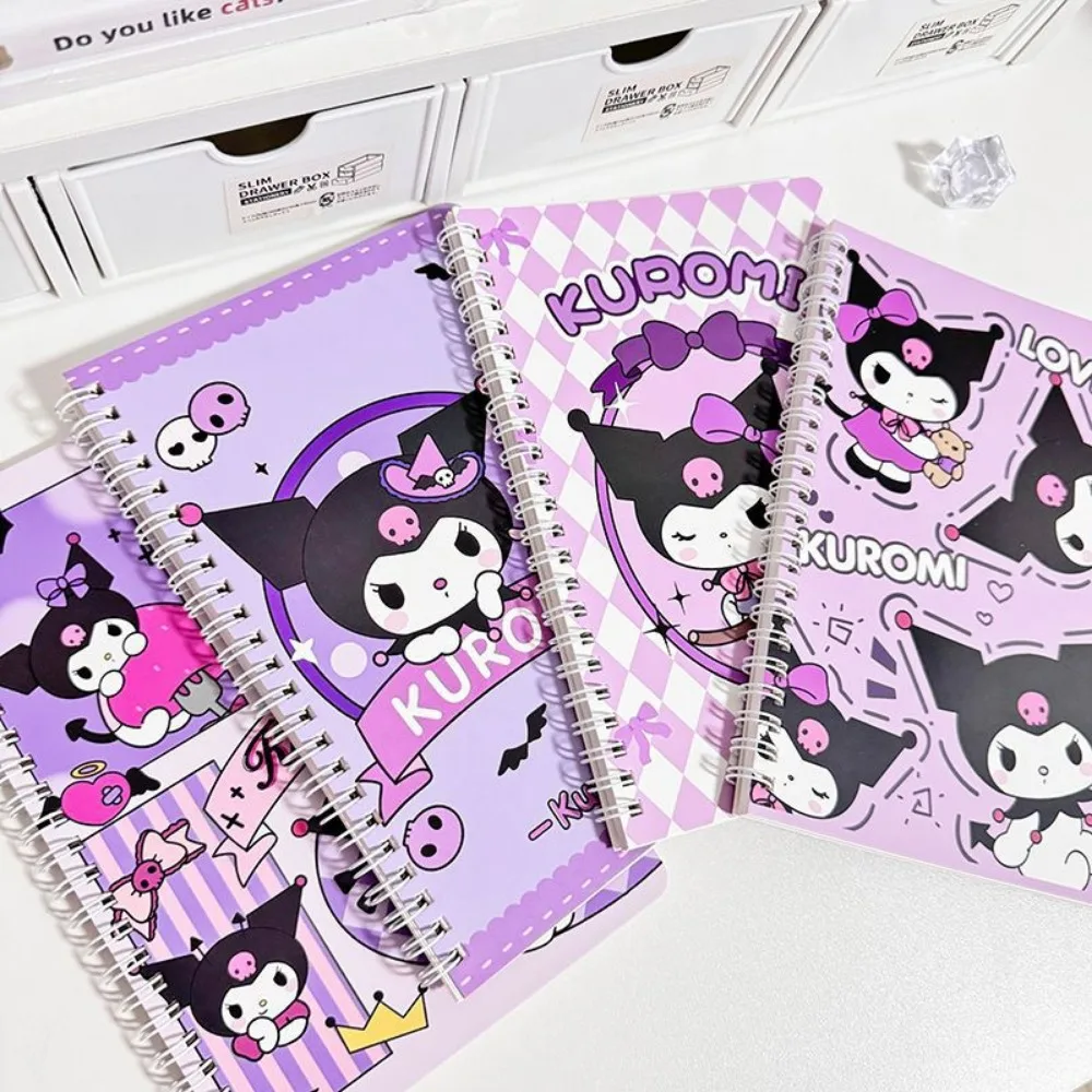 Cuaderno en espiral A5, Bloc de notas Kuromi de dibujos animados, libro de notas de bolsillo portátil para estudiantes estéticos Ins para escribir y tomar notas
