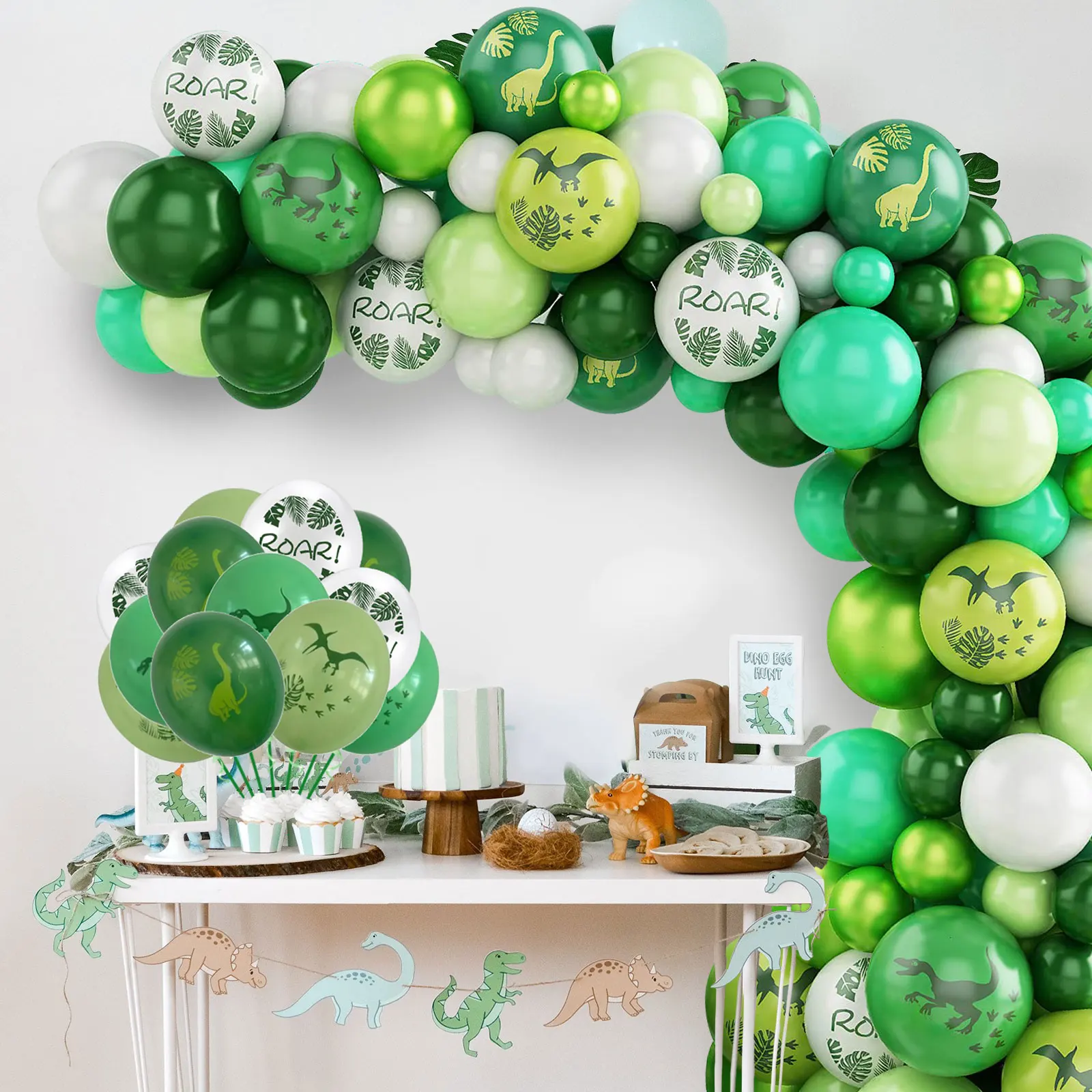 Green Balloon Garland Arch Kit Dinosaur Birthday Party Decorations Kids Birthday Party Dinosaur Dino Baby Shower Decor Balloons