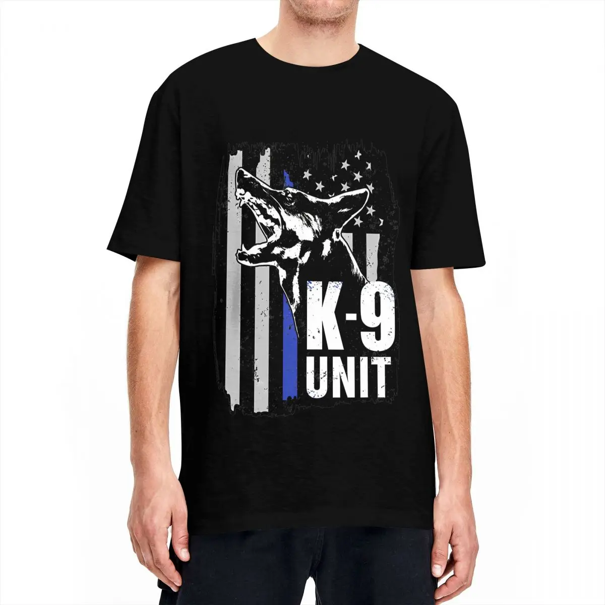 K-9 Unit Police Dog German Shepherd T-Shirt USA Flag Trendy Cool T Shirts Short Sleeve Tshirt Beach 100 Cotton O Neck 6XL Tees