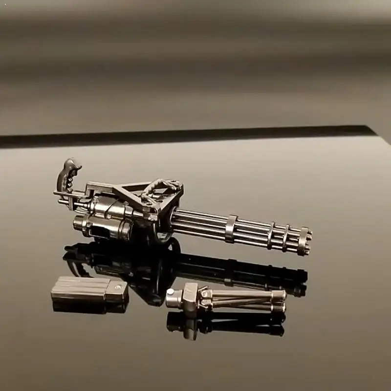 Figurine de pistolet Gatling en métal, Statue de Justin Gatlin, baril rotatif, décor de bureau, décoration de salon, jouets pour enfants, cadeau