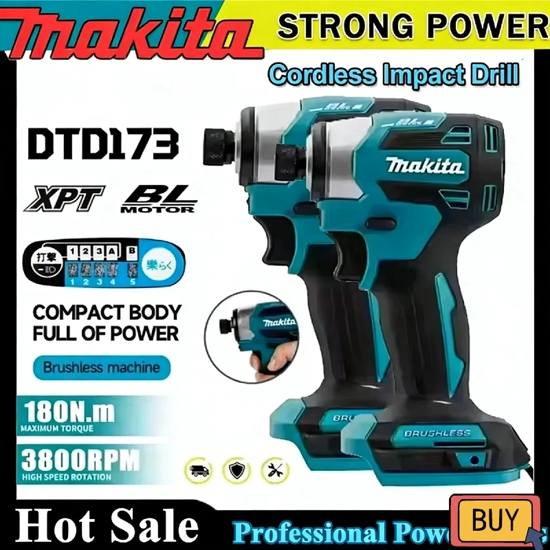 

Makita DTD173 Brushless 18V Electric Screwdriver 220N.m Auto Repair Impact Screwdriver Batch Electric Driver Tools