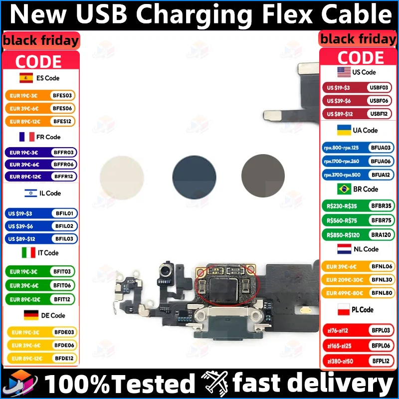 

New USB Charging Port Dock Connector Micro For iPhone 11 Pro Max Charger Flex Cable Board Microphone Headphone Socket with IC