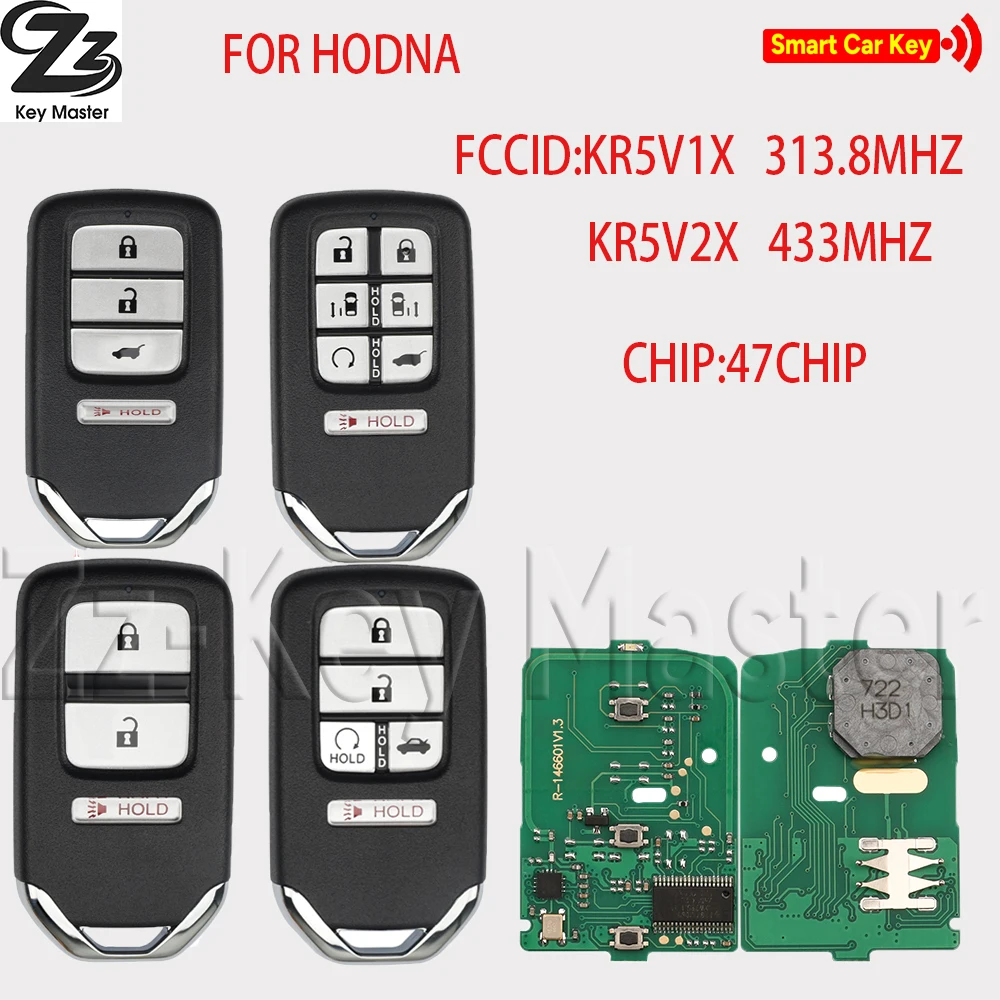 

Zz KR5V2X 433 МГц 313,8 МГц KR5V1X ID47 Чип Бесконтактный автомобильный дистанционный ключ для Honda City CRV HRV Civic Odyssey Clarity Jazz Pilot XRV