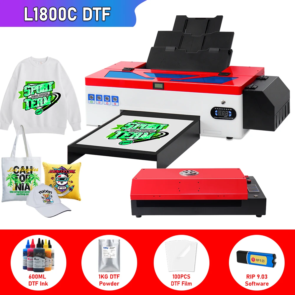 

L1800 DTF Printer A3 Directly to Film Printer A3 dtf transfer printer bundle dtf film ink A3 L1800 A3 t shirt printing machine