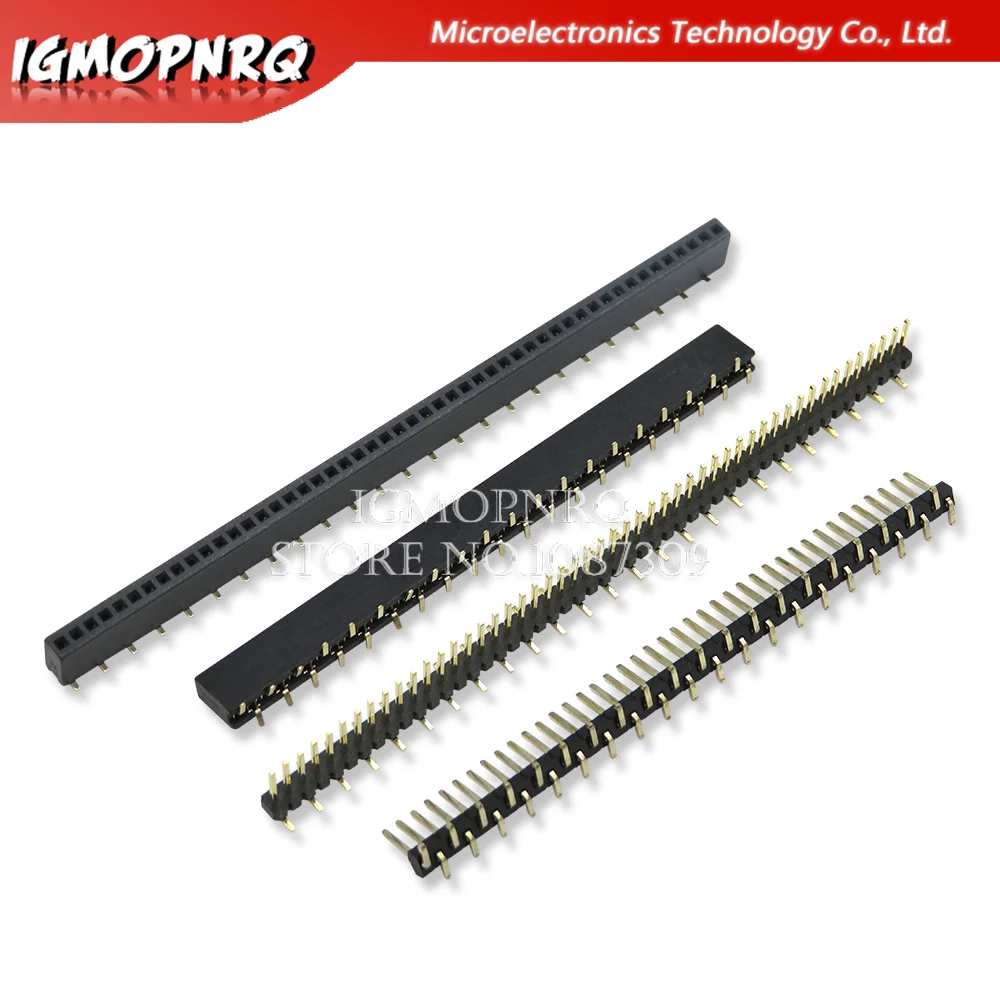 5PCS 1*40p 1*50p SMT Single Row dislocation Male Female PCB Pin Header socket Connector Pinheader 1.27 2.0 2.54 mm For Arduino