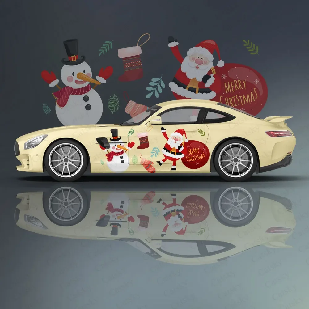 santa gift Christmas Car Decal Protective Film Vinyl Itacar Racing Side Graphics Wrap Accessories Spray Paint Car Stickers