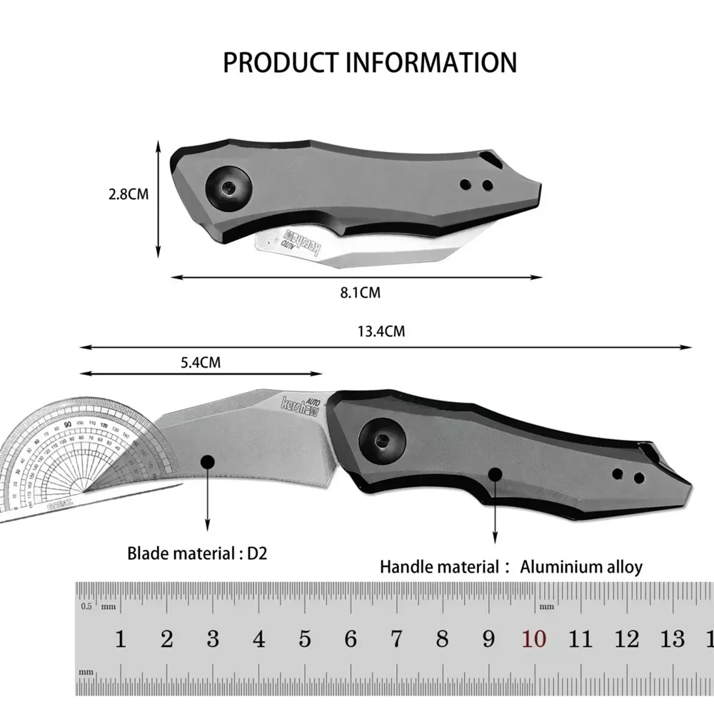 NEW KS 7350 Folding Pocket Knife D2 Blade Aluminum Alloy Handle High Quality Outdoor EDC Survival Hunting Camping Hiking Tools